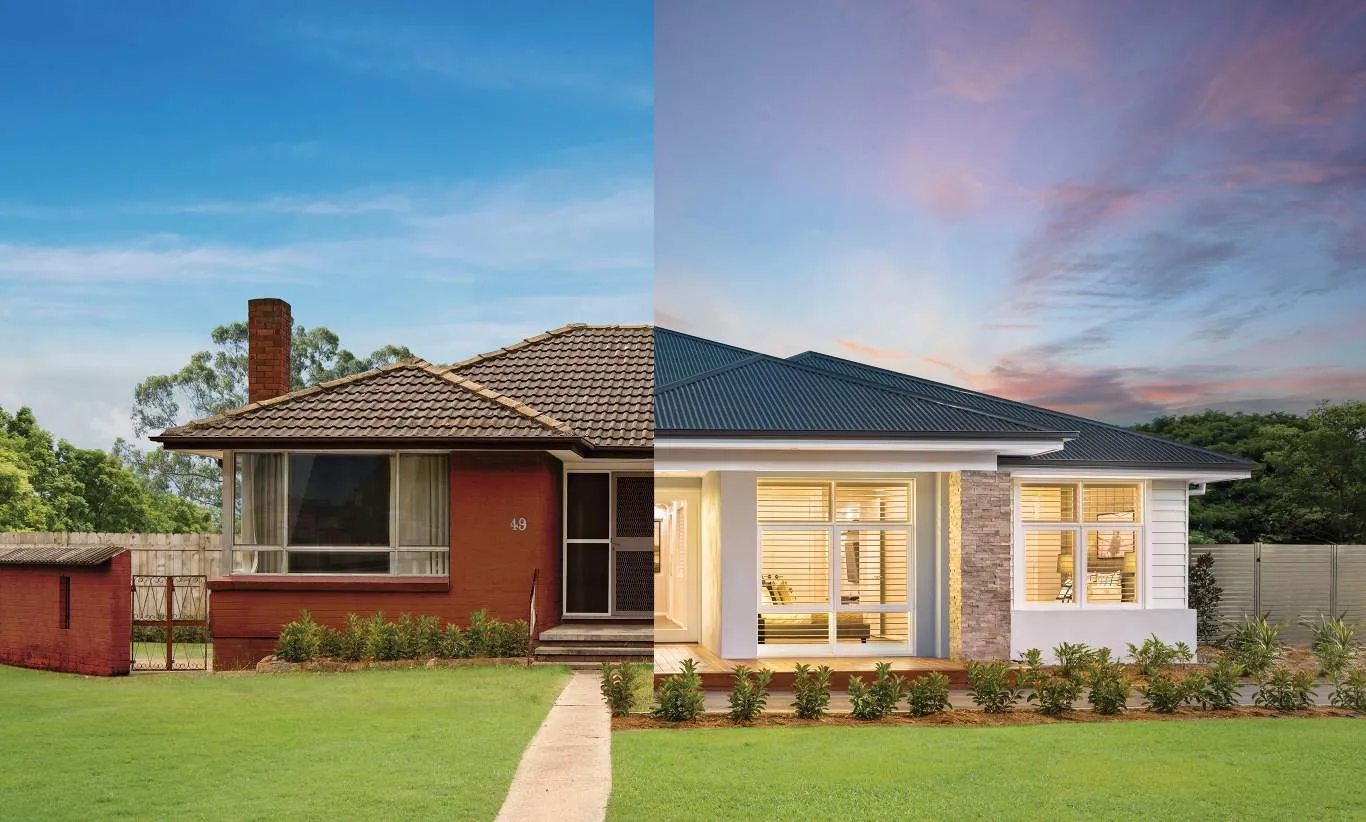 A Melbourne home before and after an Ozcan Group knockdown rebuild